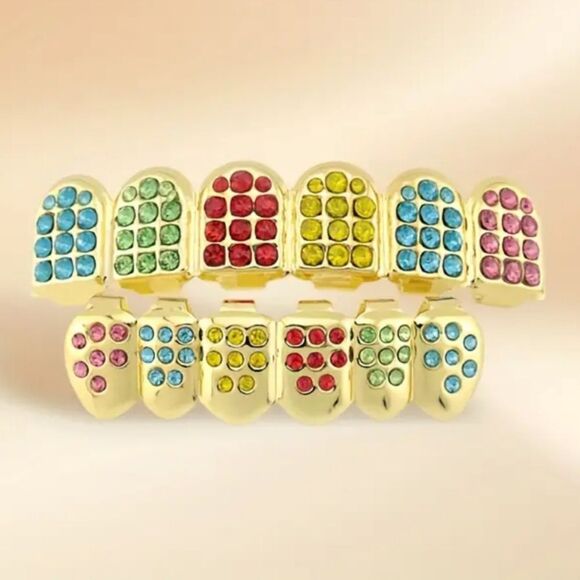 Colorful Gold Teeth Grillz - Picture 5 of 9